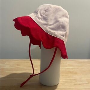 Jacadi Red and Pink Scalloped Sun Hat 12 Months